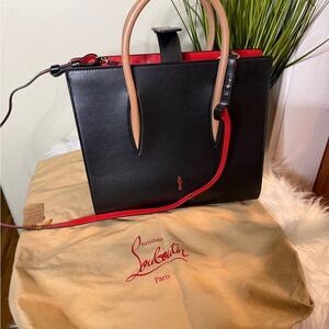 Christian Louboutin Black Tote with Red and Tan Accents